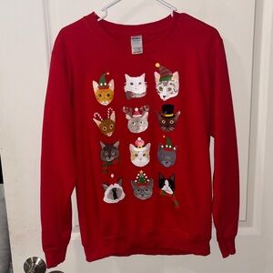 Pawsome Couture Festive Christmas Cat Sweatshirt Red Medium